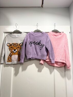 Old Navy Toddler Girl Spring Sweater Bundle Lot 5T Cats Spooky Pink Purple Cute